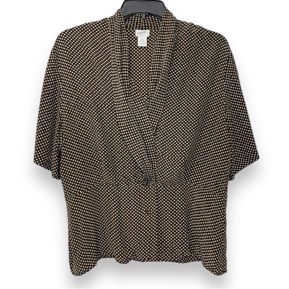 Jacqueline Ferrar Black and Cream Dotted Faux-Wrap Blouse